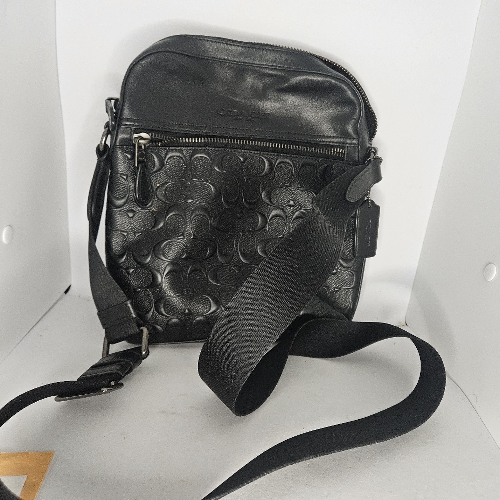 Black Leather Men's Crossbody Bag